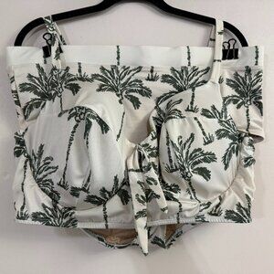 Lane Bryant Sugar Palm Plus Size Bikini Set 44DDD top and 20W bottom cream olive